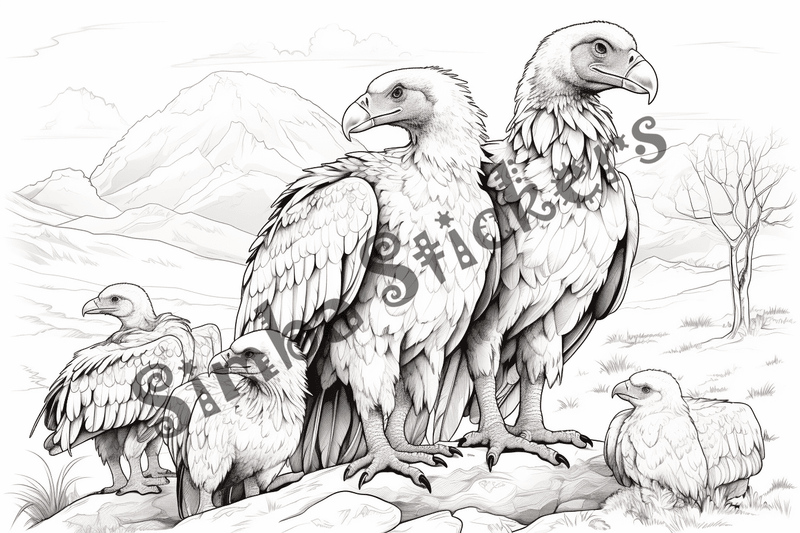 Colouring pages, bundle of vultures, 50 images, kqxcna