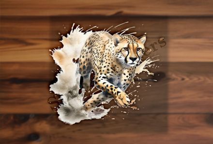 Cheetah running , watercolour
