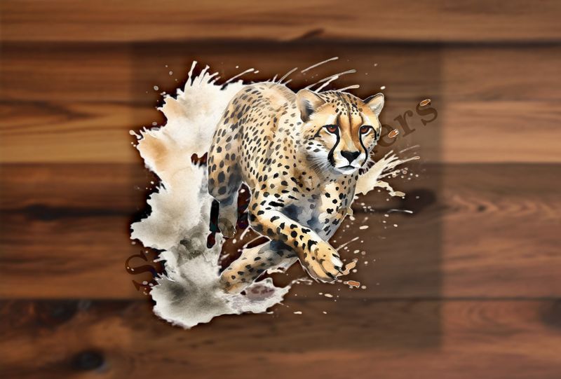 Cheetah running , watercolour