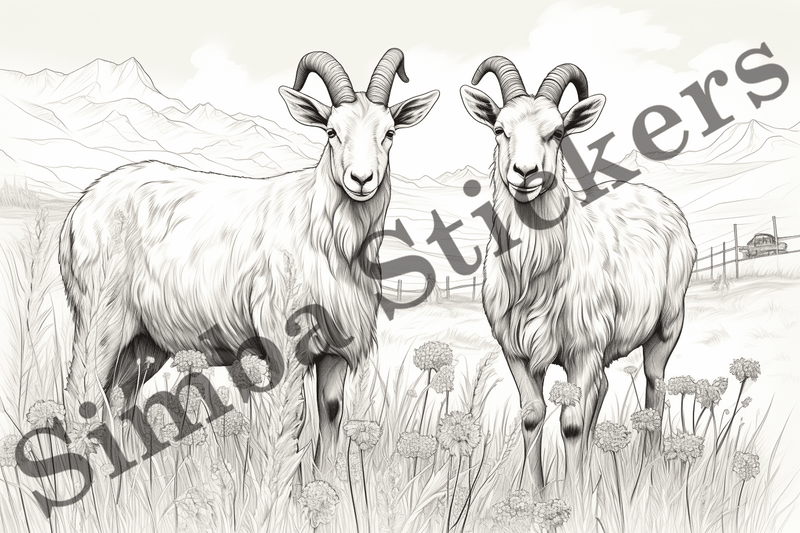 Colouring pages, Bundle of goats, 25 images