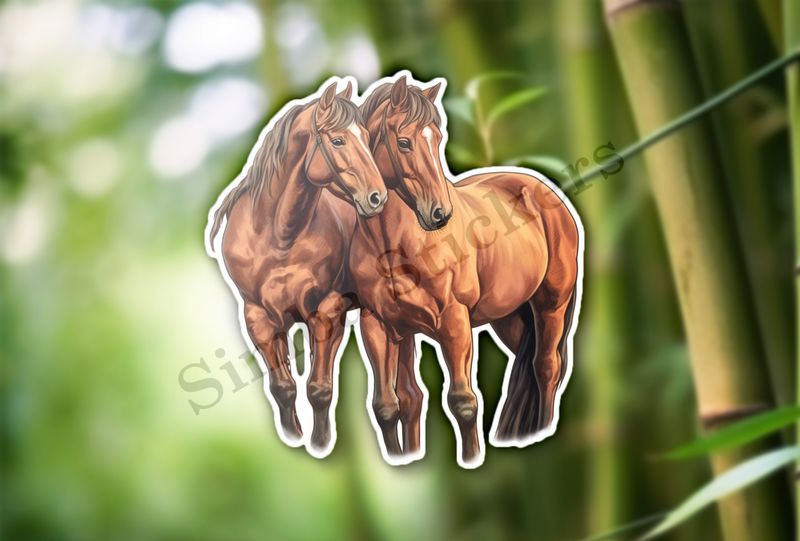 Two brown horses