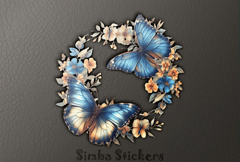 Butterflies flying around flowers, watercolour, ucakeo