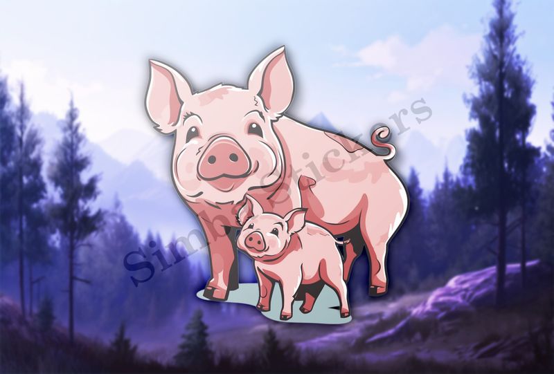 Big pig with piglet
