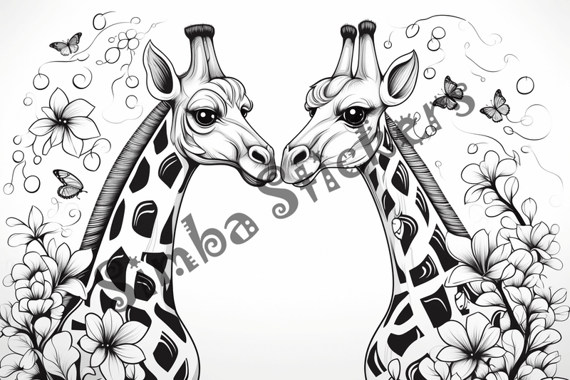 Colouring pages, bundle of giraffess, 25 images 2