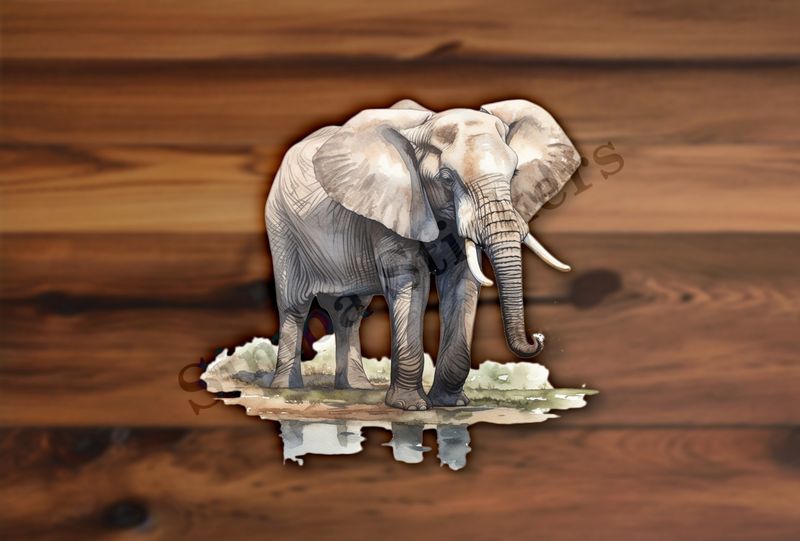 Elephant  by a pond in the Savanna