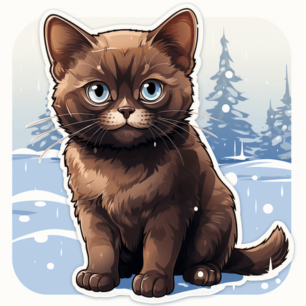 Burmese cats in snow, image set, 10 images