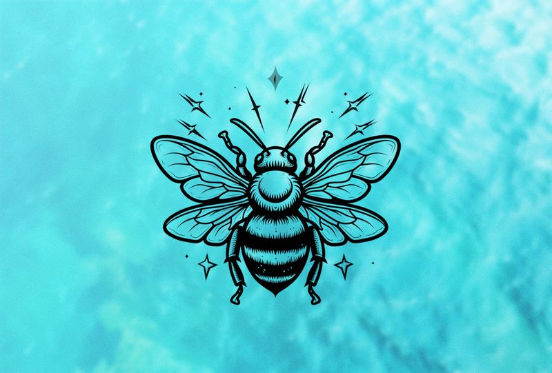 Bee from above, outline art