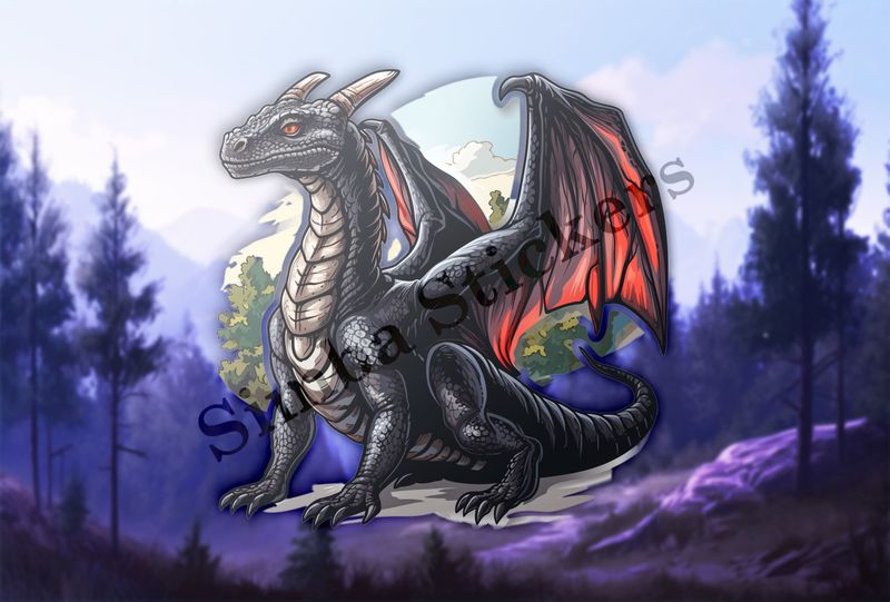 Black dragon in the forest