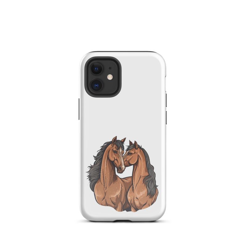 Tough Case for iPhone, Two brown horses snuggling, tdwcyd