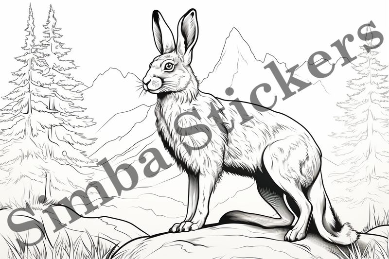 Colouring pages, Bundle of hares, 25 images