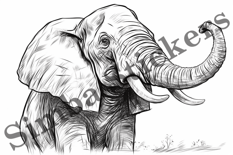 Colouring pages, Bundle of elephants, 25 images