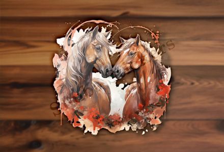Horses in love, watercolour