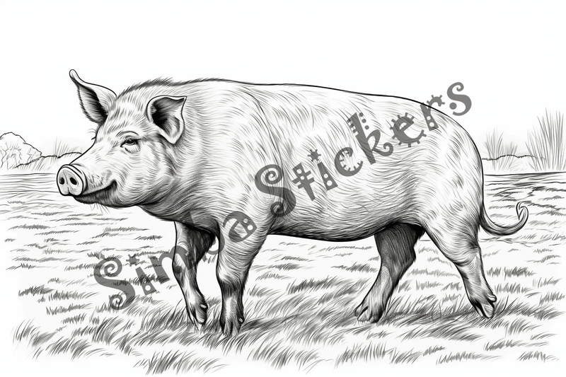 Colouring pages, bundle of pigs, 25 images
