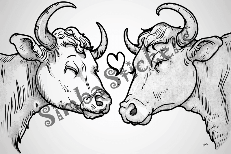 Colouring pages, bundle of cattle in love, 25 images