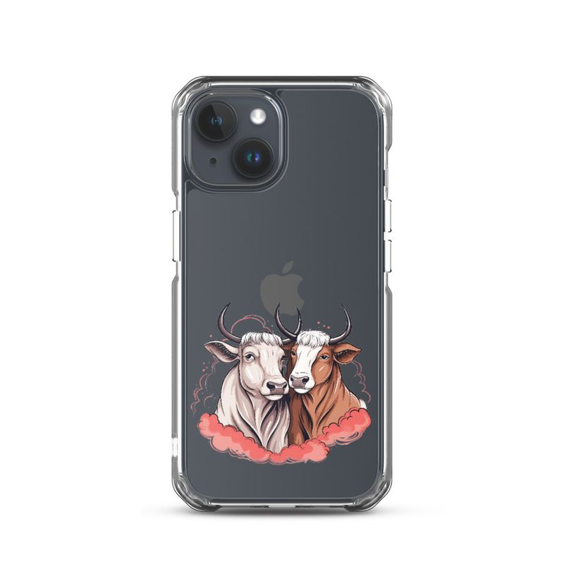 Clear Case for iPhone, Bull and cow, romantic, reddish clouds, qoucds