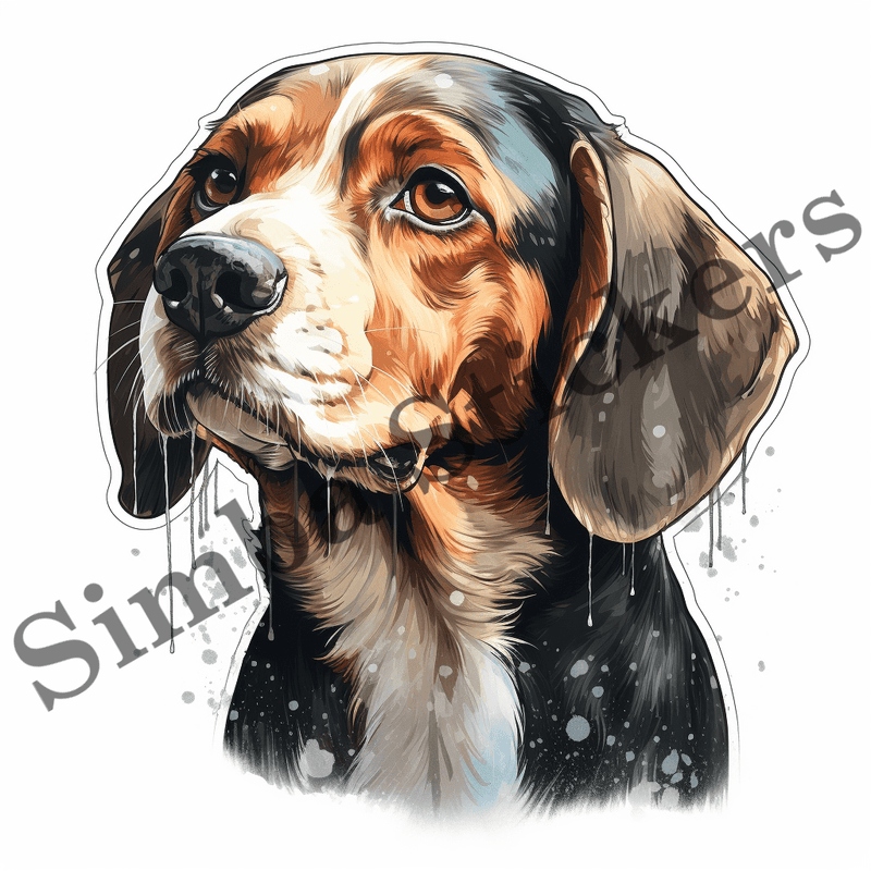 Beagle dogs in the rain, image set, 10 images