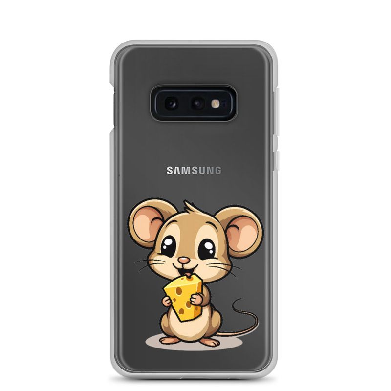 Clear Case for Samsung, Small Mouse happily licking large chunk of cheese, pqapy6