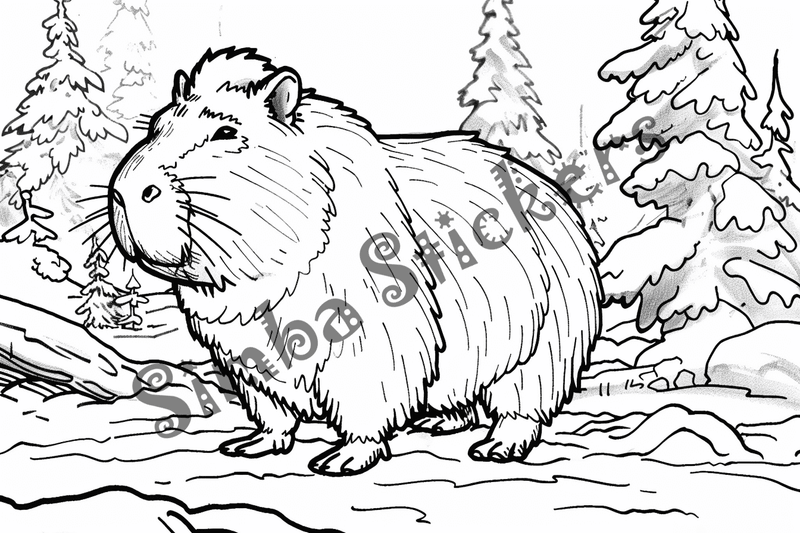 Colouring pages, bundle of capybaras, 50 images, pack 2