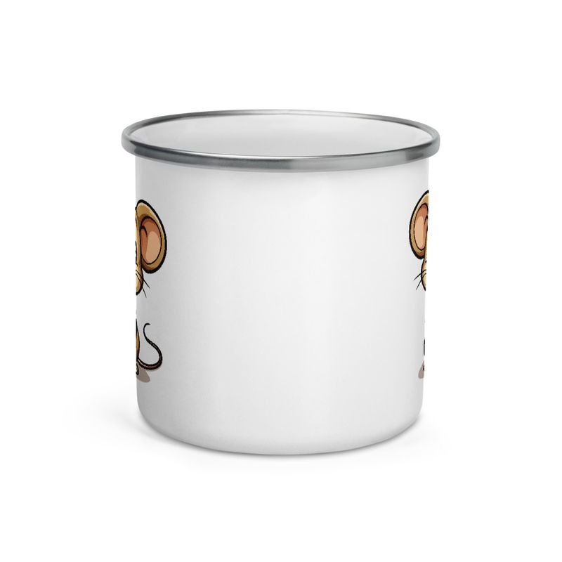 Enamel Mug, Small Mouse happily licking large chunk of cheese, pqapy6