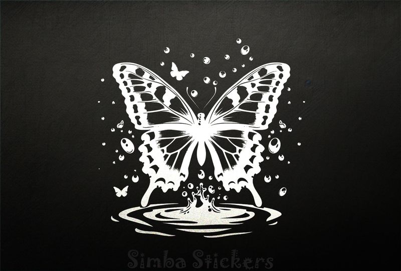 Butterfly floating above a river and making a splash, outline art, l4vw2l