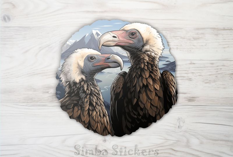 Vultures in love beak-to-beak in the mountains, gh91ie