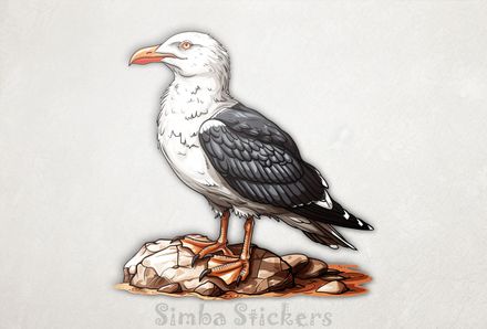 Seagull on small rocks, ouhbh4