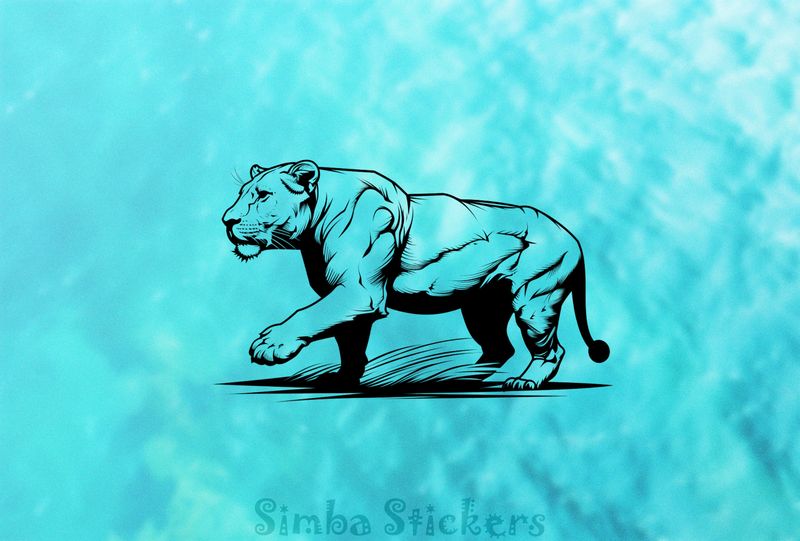 Lioness in hunting mode, outline art, nvpfxh