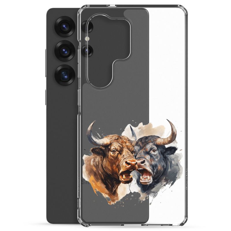 Clear Case for Samsung, Bulls facing up to each other, watercolour, dx5eff