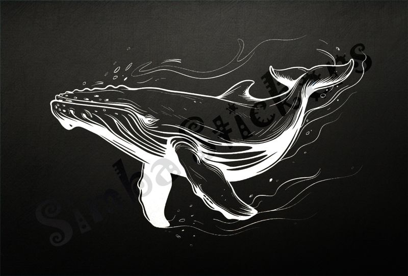 Whale under water, outline art