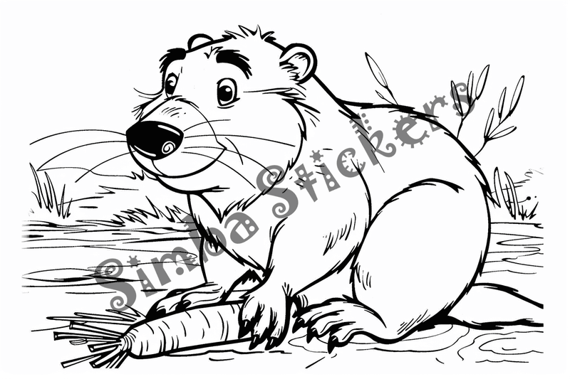 Colouring pages, bundle of beavers, 50 images