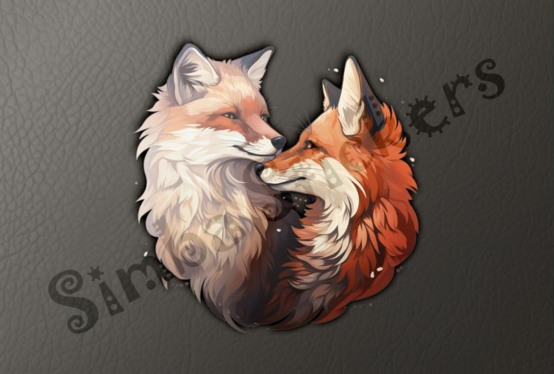 Two red foxes nose-to-nose