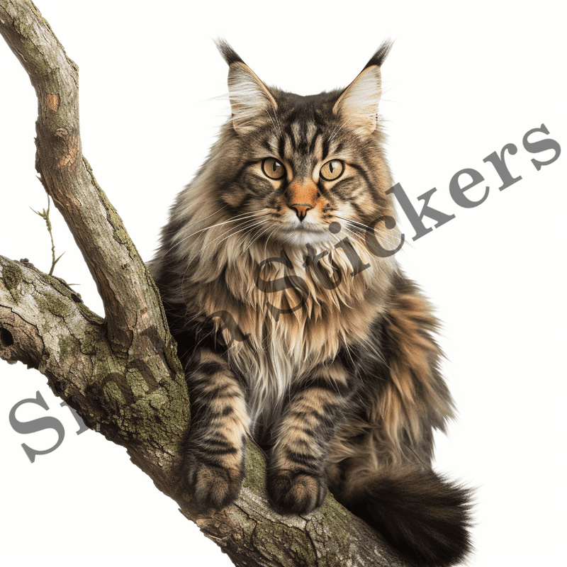 Maine Coon cats in trees, image set, 10 images