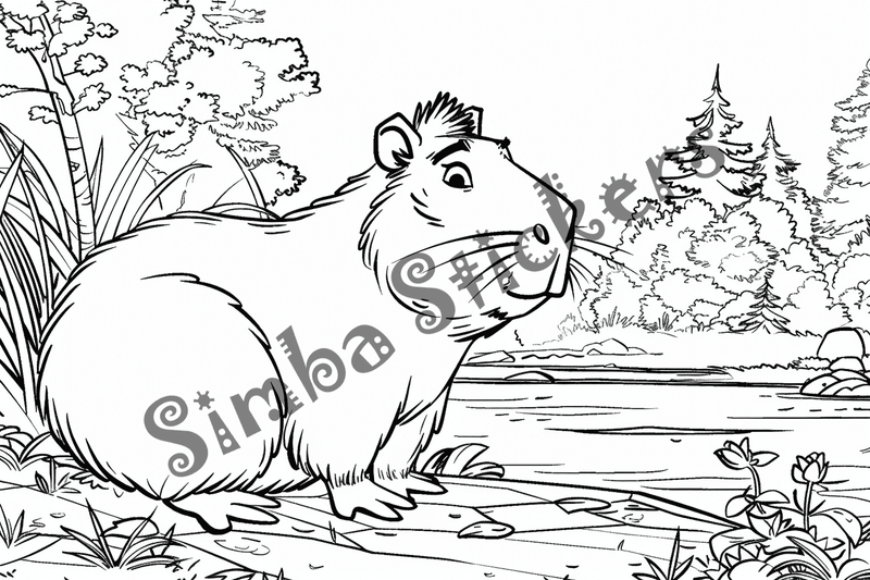 Colouring pages, bundle of capybaras, 50 images