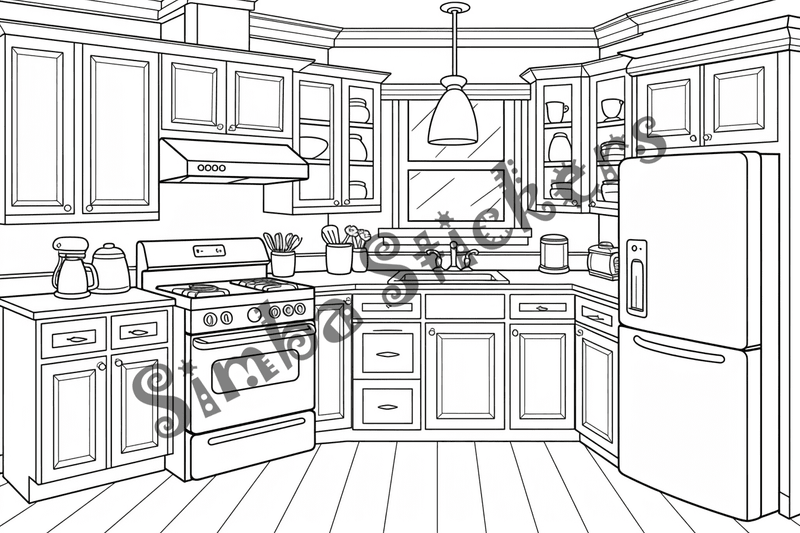 Colouring pages, bundle of house kitchens, 25 images 2