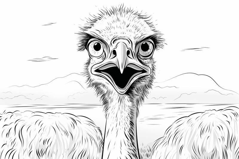 Colouring pages, Bundle of ostriches, 25 images