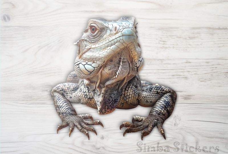 Poweful-looking lizard being serious