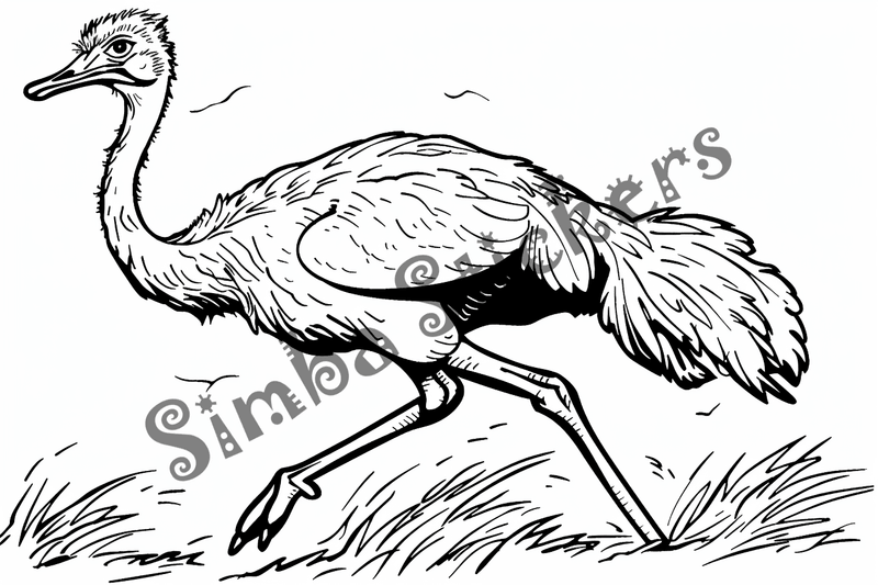 Colouring pages, bundle of ostriches, 50 images
