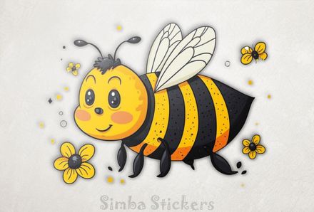 Bee among yellow flowers