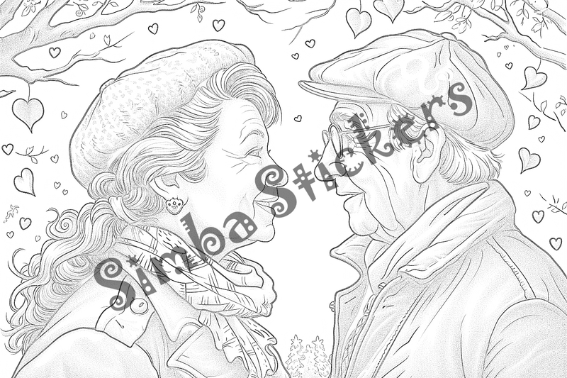 Colouring pages, bundle of people, grandparents and family, 25 images