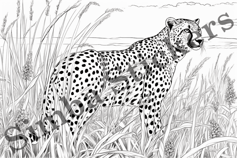 Colouring pages, Bundle of cheetahs, 10 images