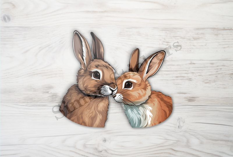 Rabbits in love , nose-to-nose