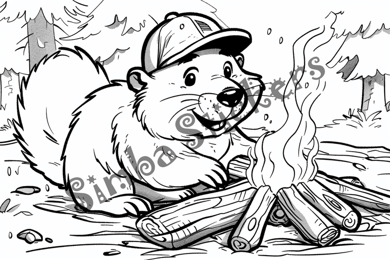 Colouring pages, bundle of beavers in hats, clothes, or glasses, 25 images