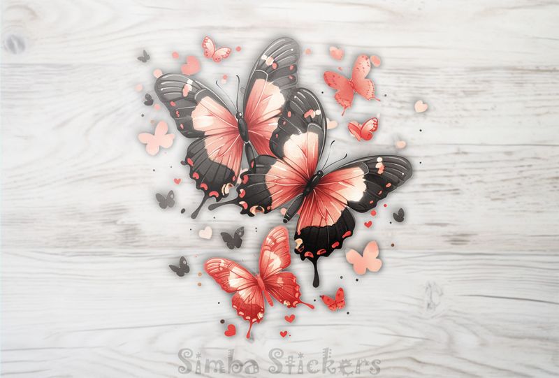 Butterflies red and black, watercolour, oaivq2