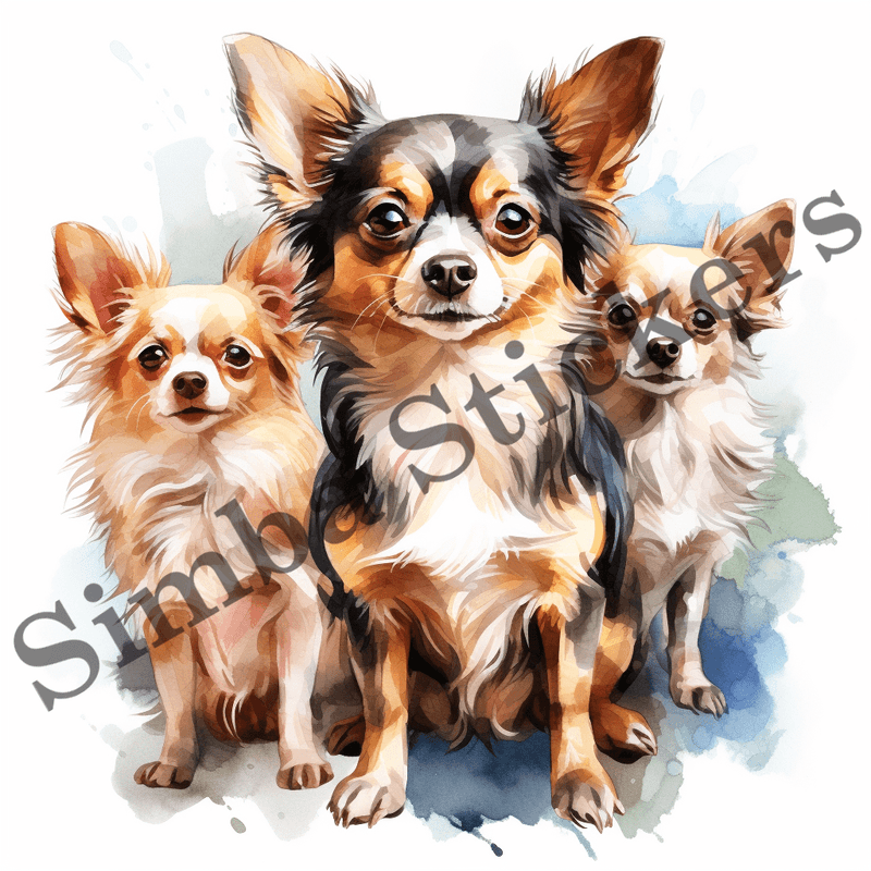Chihuahua dogs, watercolour, image set, 10 images