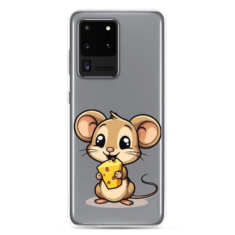 Clear Case for Samsung, Small Mouse happily licking large chunk of cheese, pqapy6