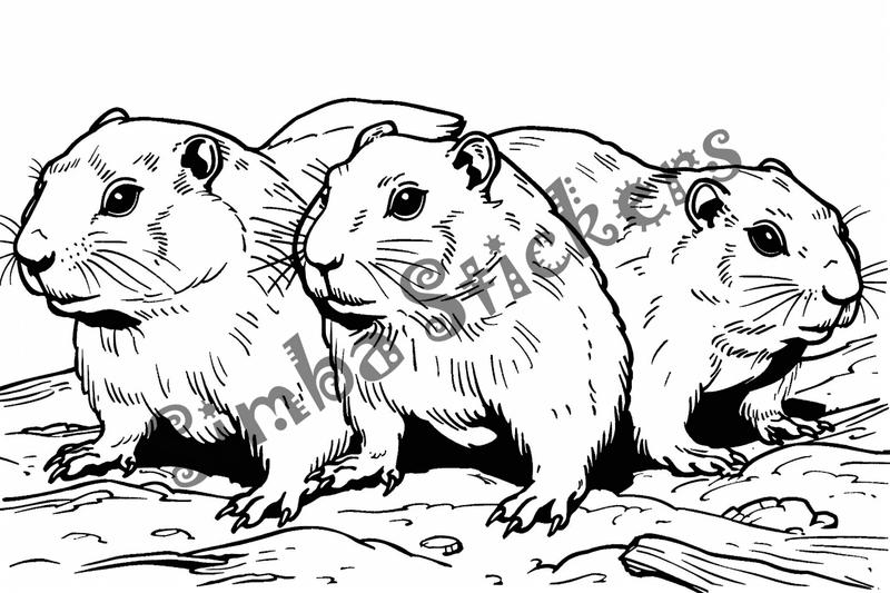 Colouring pages, bundle of groundhogs, 50 images 2