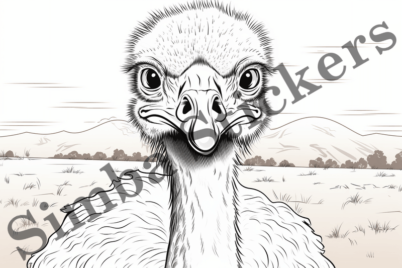 Colouring pages, Bundle of ostriches, 25 images
