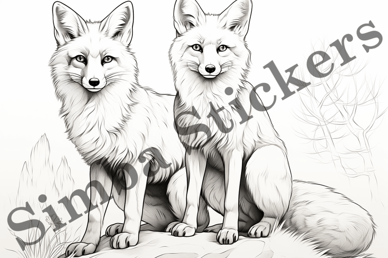 Colouring pages, Bundle of foxes, 25 images