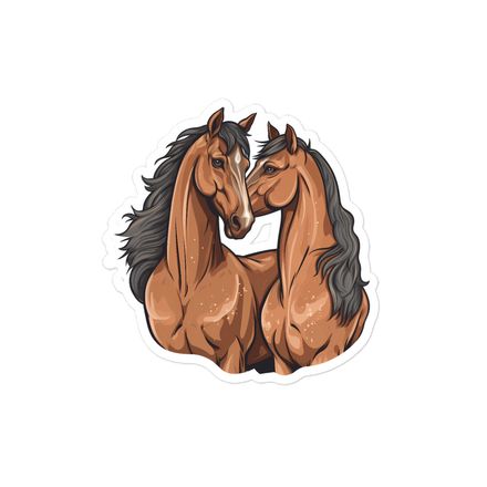 Sticker 4x4, Two brown horses snuggling, tdwcyd