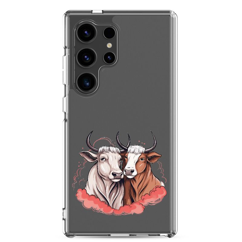 Clear Case for Samsung, Bull and cow, romantic, reddish clouds, qoucds